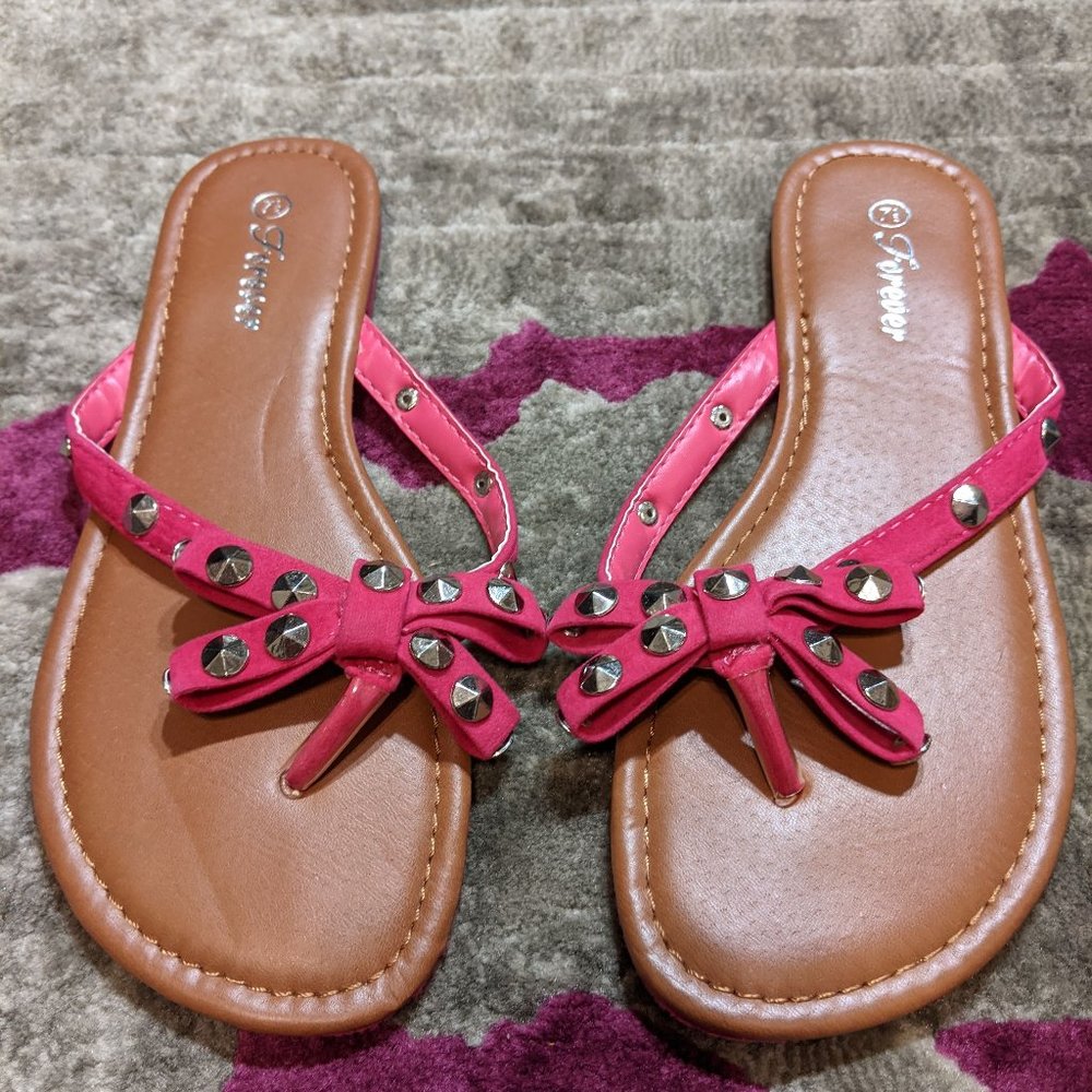 Pink Studded Thong Flip Flop Size 7.5